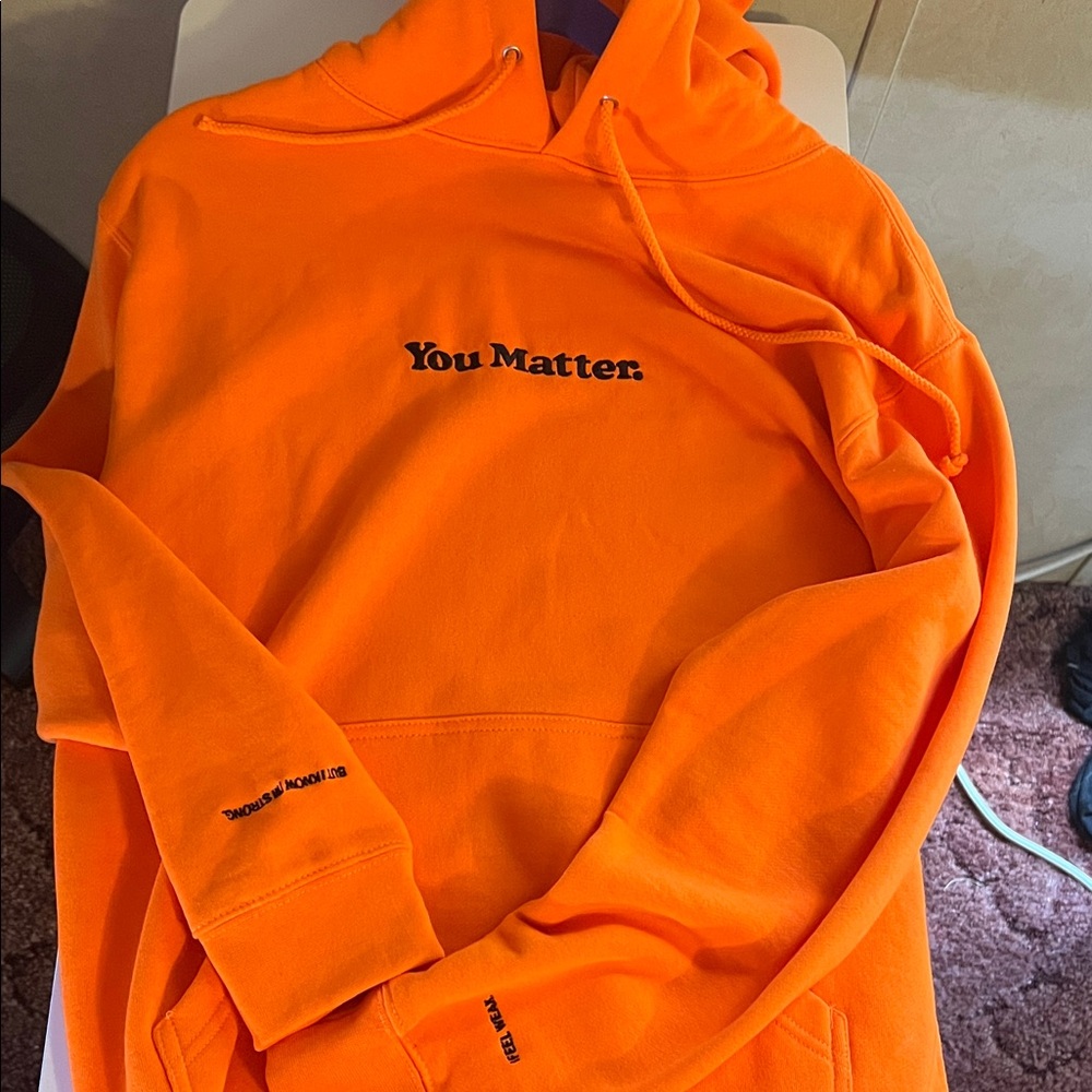 Orange Hoodie with 'You Matter' Print